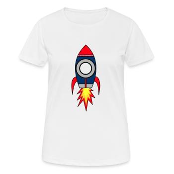 Raketen mit Deinem Text * Personalisierte Rakete - Frauen T-Shirt atmungsaktiv - Weiß - Vorne - AI Model Female 172 dark (172cm)