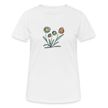 bunte Blumen - Frauen T-Shirt atmungsaktiv - Weiß - Vorne - AI Model Female 172 dark (172cm)