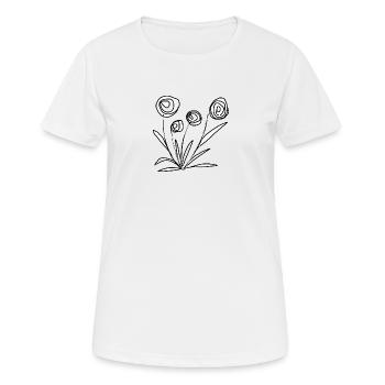 weisse Blumen - Frauen T-Shirt atmungsaktiv - Weiß - Vorne - AI Model Female 172 dark (172cm)