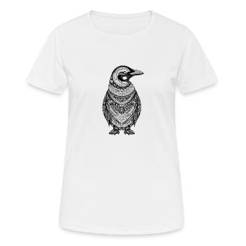 Cooler Pinguin mit Boho Ethno Mustern in schwarz - Frauen T-Shirt atmungsaktiv - Weiß - Vorne - AI Model Female 172 dark (172cm)