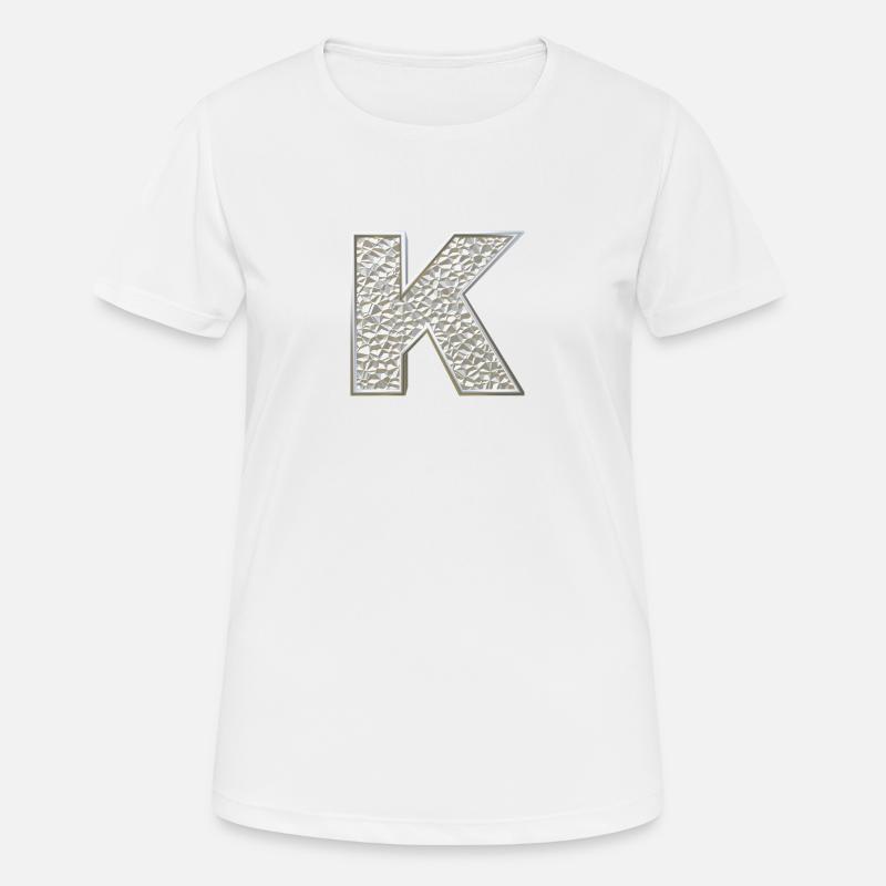 K, letter, letter K, initial, initial K, monogram, - Frauen T-Shirt atmungsaktiv - Weiß
