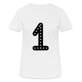 1. 1 AN. 1er ANNIVERSAIRE. ANNIVERSAIRE 1 AN. UN - T-shirt respirant Femme - blanc - Devant - AI Model Female 172 dark (172cm)