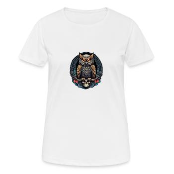 Decorative Owl with Skull and Rose Petals - Women's Breathable T-Shirt - white - Front - AI Model Female 172 dark (172cm)