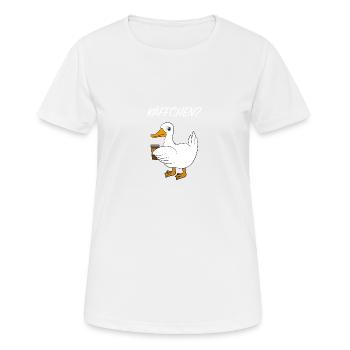Ente Kaffee Spruch - Frauen T-Shirt atmungsaktiv - Weiß - Vorne - AI Model Female 172 dark (172cm)