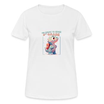 Je suis prêt à écraser des enfants dinosaures mignons de 2e année - T-shirt respirant Femme - blanc - Devant - AI Model Female 172 dark (172cm)