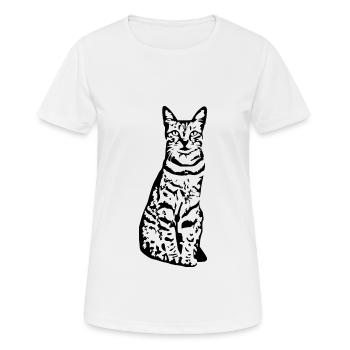 Chat chat noir chaton - T-shirt respirant Femme - blanc - Devant - AI Model Female 172 dark (172cm)