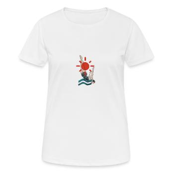 Sprung - Frauen T-Shirt atmungsaktiv - Weiß - Vorne - AI Model Female 172 dark (172cm)