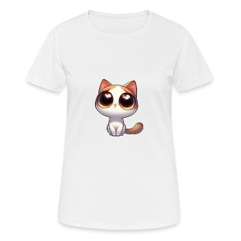 Cute shy cat in begging mode - Women's Breathable T-Shirt - white - Front - AI Model Female 172 dark (172cm)