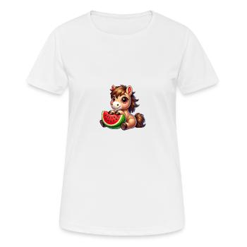 Fruity Summer Horse Watermelon - Women's Breathable T-Shirt - white - Front - AI Model Female 172 dark (172cm)
