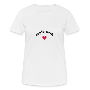 made with heart herz love - Frauen T-Shirt atmungsaktiv - Weiß - Vorne - AI Model Female 172 dark (172cm)