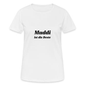 Beste Muddi - Frauen T-Shirt atmungsaktiv - Weiß - Vorne - AI Model Female 172 dark (172cm)