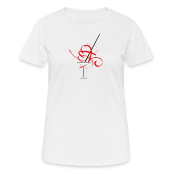 Cocktail glass with red ribbon. A TOP eye-catcher - Women's Breathable T-Shirt - white - Front - AI Model Female 172 dark (172cm)