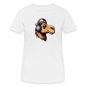 Camel avec des écouteurs - T-shirt respirant Femme - blanc - Devant - AI Model Female 172 dark (172cm)