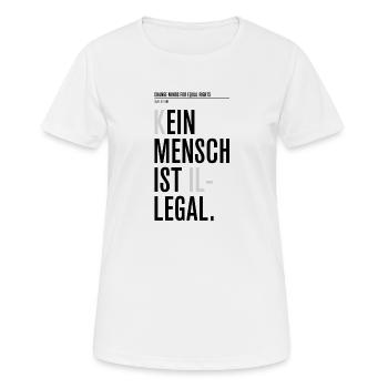 Kein Mensch ist illegal - Frauen T-Shirt atmungsaktiv - Weiß - Vorne - AI Model Female 172 dark (172cm)