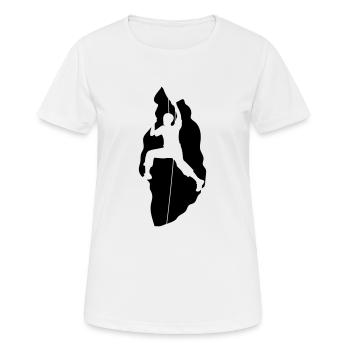spalte wand bergsteiger klettern berge hoch sport - Frauen T-Shirt atmungsaktiv - Weiß - Vorne - AI Model Female 172 dark (172cm)