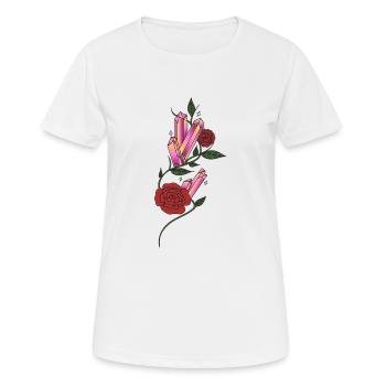 Roses rouges avec cristaux - T-shirt respirant Femme - blanc - Devant - AI Model Female 172 dark (172cm)
