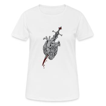 Cœur brisé - L’épée transperce le cœur - T-shirt respirant Femme - blanc - Devant - AI Model Female 172 dark (172cm)