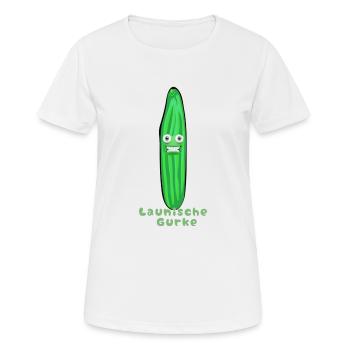 Launische Gurke, Gurken, Comic, Gurke,Comic - Frauen T-Shirt atmungsaktiv - Weiß - Vorne - AI Model Female 172 dark (172cm)
