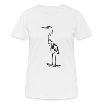 Héron élégant - T-shirt respirant Femme - blanc - Devant - AI Model Female 172 dark (172cm)