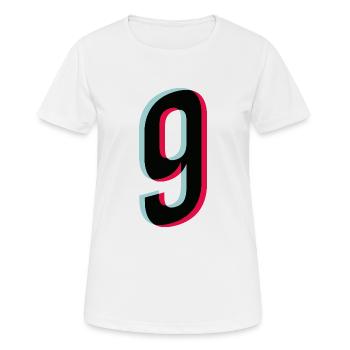 Zahl 9 Ziffer Trikotnummer Tiktok Style dunkel - Frauen T-Shirt atmungsaktiv - Weiß - Vorne - AI Model Female 172 dark (172cm)