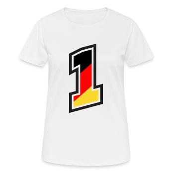 1 Trikotnummer Deutschland Farben - Frauen T-Shirt atmungsaktiv - Weiß - Vorne - AI Model Female 172 dark (172cm)