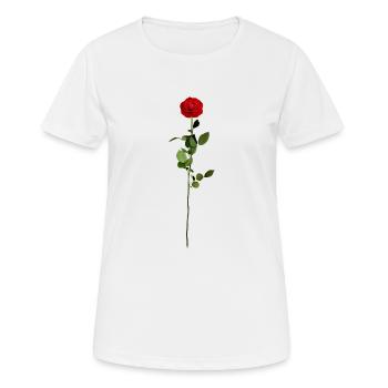 Rose avec tige - T-shirt respirant Femme - blanc - Devant - AI Model Female 172 dark (172cm)