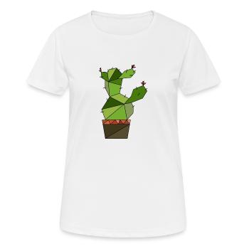Kaktus geometrisch - Frauen T-Shirt atmungsaktiv - Weiß - Vorne - AI Model Female 172 dark (172cm)