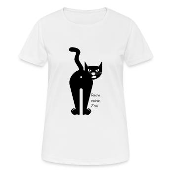 Katze Lustig Rieche meinen Zorn - Frauen T-Shirt atmungsaktiv - Weiß - Vorne - AI Model Female 172 dark (172cm)