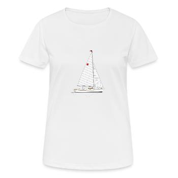 Hansa Jolle Riss - Frauen T-Shirt atmungsaktiv - Weiß - Vorne - AI Model Female 172 dark (172cm)