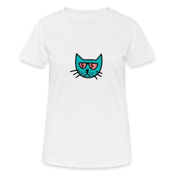 Katze - Stilvolle Katze - Frauen T-Shirt atmungsaktiv - Weiß - Vorne - AI Model Female 172 dark (172cm)