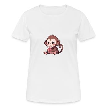Niedlicher Affe - Frauen T-Shirt atmungsaktiv - Weiß - Vorne - AI Model Female 172 dark (172cm)