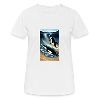 Orque | Baleine | Épaulard | Créature marine | Océan - T-shirt respirant Femme - blanc - Devant - AI Model Female 172 dark (172cm)
