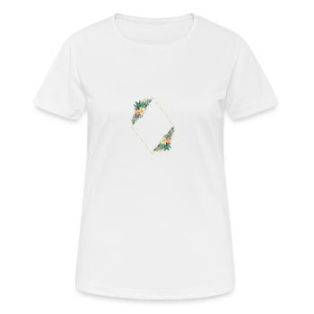 Blumen Bouquet Tropisch Kranz personalisierbar - Frauen T-Shirt atmungsaktiv - Weiß - Vorne - AI Model Female 172 dark (172cm)