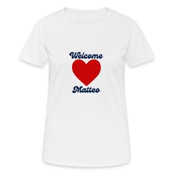 Matteo willkommen - Frauen T-Shirt atmungsaktiv - Weiß - Vorne - AI Model Female 172 dark (172cm)