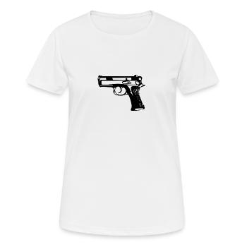 Gun - Frauen T-Shirt atmungsaktiv - Weiß - Vorne - AI Model Female 172 dark (172cm)