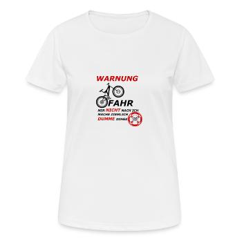 WARNUNG - Frauen T-Shirt atmungsaktiv - Weiß - Vorne - AI Model Female 172 dark (172cm)