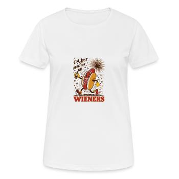 I'm Just Here For The Wieners 4th of July Hot Dog - Frauen T-Shirt atmungsaktiv - Weiß - Vorne - AI Model Female 172 dark (172cm)