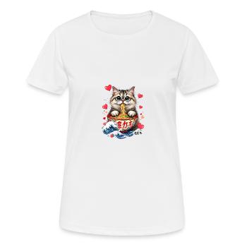 Cat Ramen Kawaii Japanisch inspirierte Kunst - Frauen T-Shirt atmungsaktiv - Weiß - Vorne - AI Model Female 172 dark (172cm)