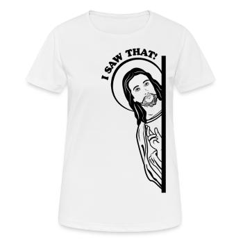 Jésus a vu que - T-shirt respirant Femme - blanc - Devant - AI Model Female 172 dark (172cm)