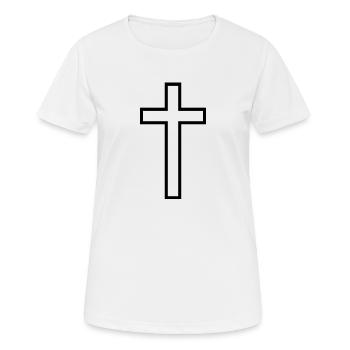 Kreuz mit Umrandung - Frauen T-Shirt atmungsaktiv - Weiß - Vorne - AI Model Female 172 dark (172cm)