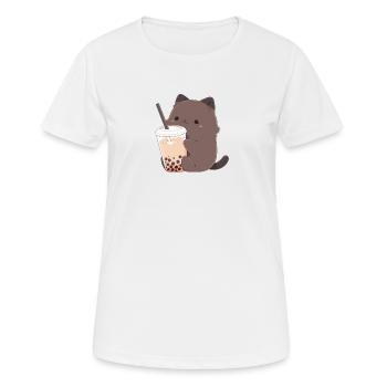 süße Katze - Frauen T-Shirt atmungsaktiv - Weiß - Vorne - AI Model Female 172 dark (172cm)