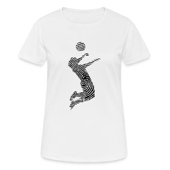 Fußballspieler Fingerabdruck - Fussball - Kopfball - Frauen T-Shirt atmungsaktiv - Weiß - Vorne - AI Model Female 172 dark (172cm)