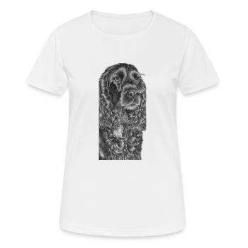 cockerSpaniel black - M - Women's Breathable T-Shirt - white - Front - AI Model Female 172 dark (172cm)