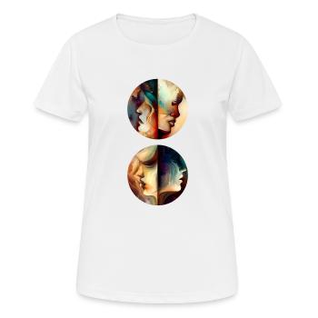 Two Faces - Frauen T-Shirt atmungsaktiv - Weiß - Vorne - AI Model Female 172 dark (172cm)