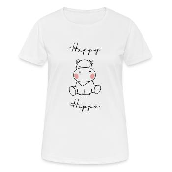 Hippopotame heureux - T-shirt respirant Femme - blanc - Devant - AI Model Female 172 dark (172cm)