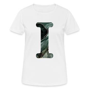 Lettre i marbré vert - T-shirt respirant Femme - blanc - Devant - AI Model Female 172 dark (172cm)