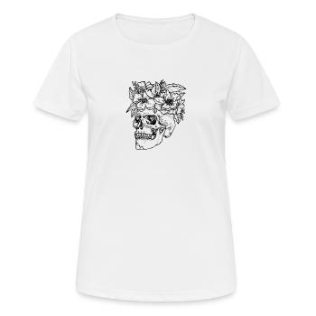 FLOWER SKULL - Frauen T-Shirt atmungsaktiv - Weiß - Vorne - AI Model Female 172 dark (172cm)