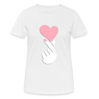 Symbole de la main kpop k-pop corée coeur amour - T-shirt respirant Femme - blanc - Devant - AI Model Female 172 dark (172cm)