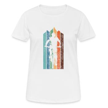 Mountainbike Stripes Mountain vintage - Frauen T-Shirt atmungsaktiv - Weiß - Vorne - AI Model Female 172 dark (172cm)