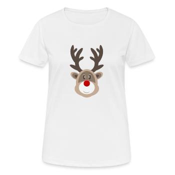 Weihnachtsrentier - Rote Nase - Frauen T-Shirt atmungsaktiv - Weiß - Vorne - AI Model Female 172 dark (172cm)